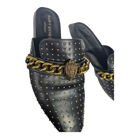 KURT GEIGER LONDON Black Leather Studded Chelsea Loafer Mule - Size 37 - Picture 8 of 8